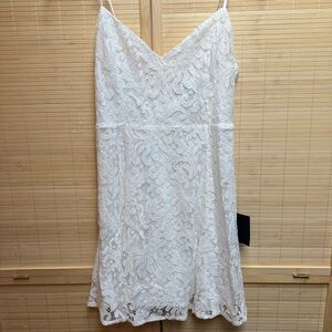 🤍 Lulu's White Lace Skater Mini Dress NWT